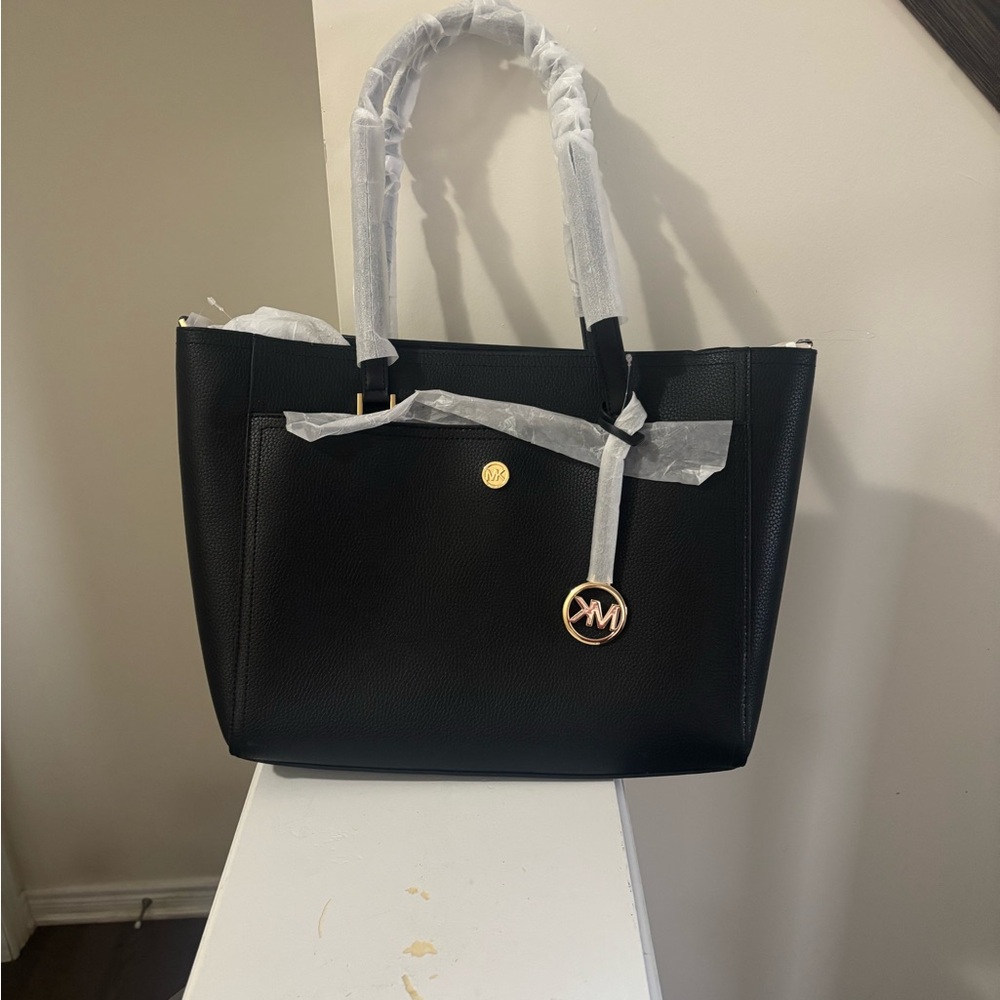 Michael Kors Black Tote Bag with Gold Charm